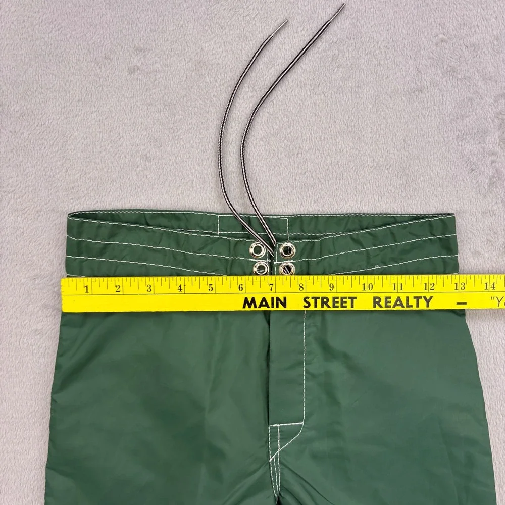 Birdwell Beach Britches Board Shorts Mens 27 Green Birdie Patch Surf Vintage